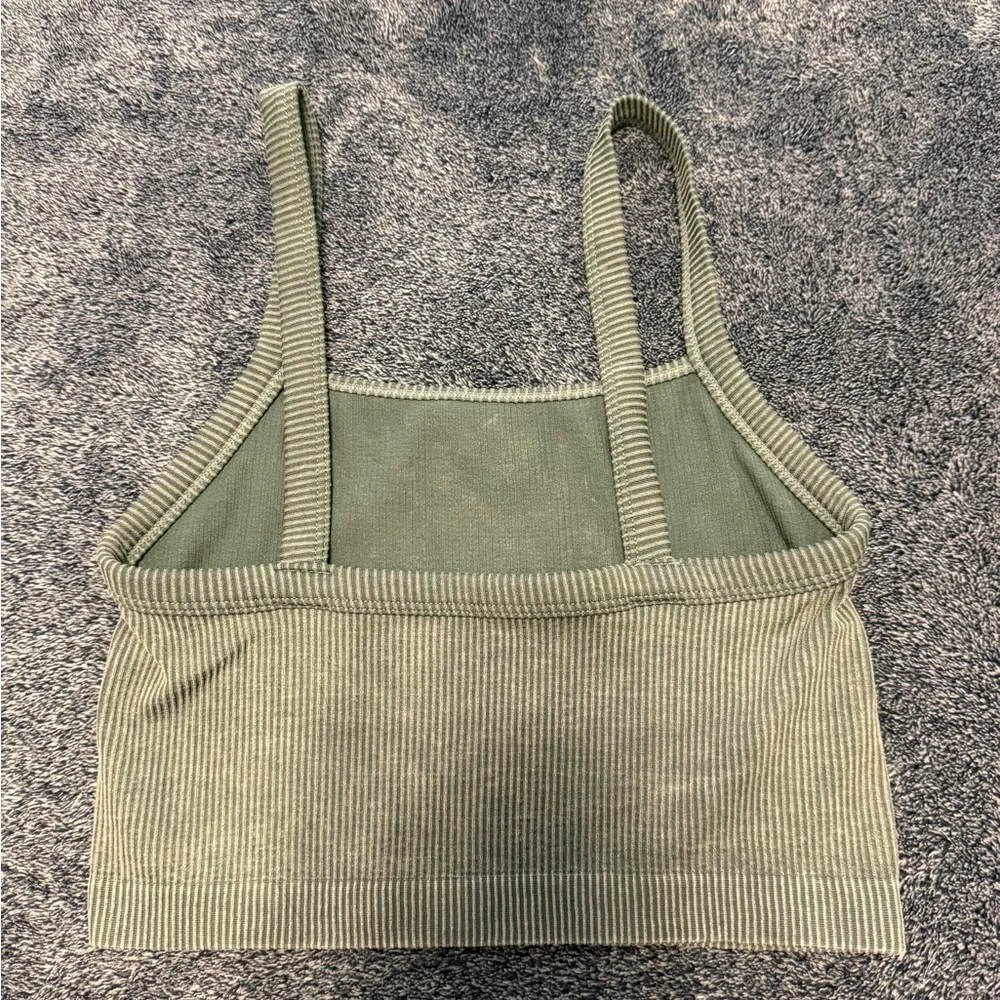 Colsie Olive Ribbed Crop Top - Picture 2 of 3
